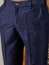 Vastramay Men's Navy Blue Jacquard Sherwani With Kurta Pant Set